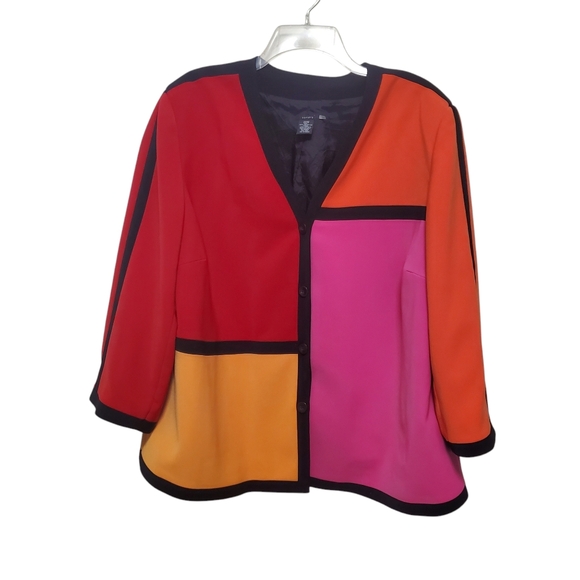 Vintage Sandra Oversized Colorblock Blazer Jacket Bold 20W - Picture 4 of 12